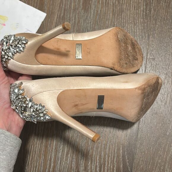 Badgley Mischka pale pink Peep Toe Heels 9.5 - Picture 6 of 6